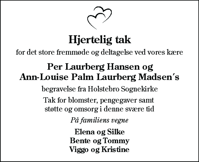 Dødsannonce for Per Laurberg Hansen