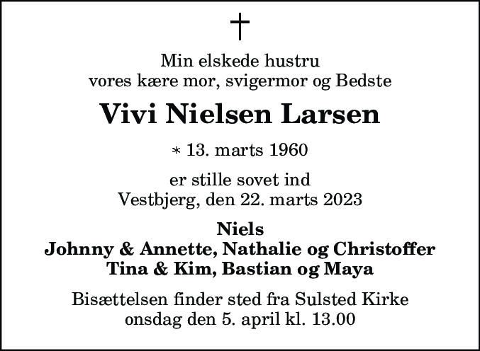 Dødsannonce for Vivi Nielsen Larsen