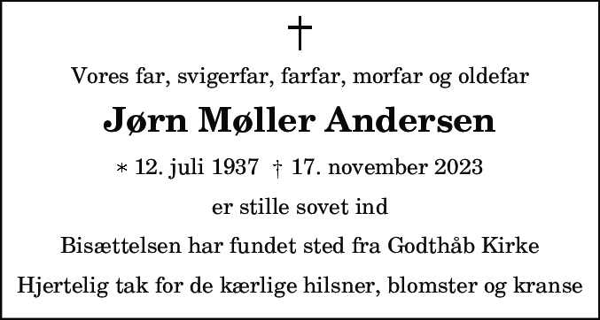 Dødsannonce for Jørn Møller Andersen