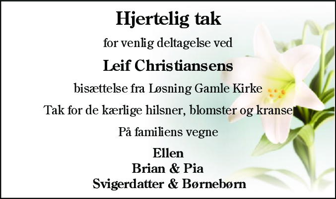 Dødsannonce for Leif Christiansen