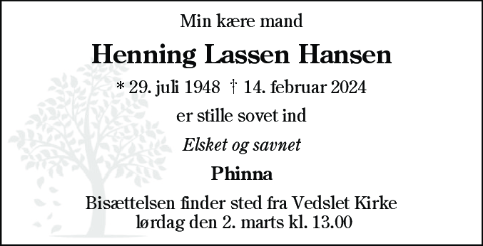 Dødsannonce for Henning Lassen Hansen