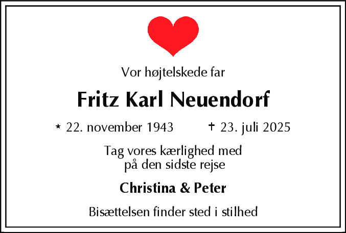 Dødsannonce for Fritz Karl Neuendorf