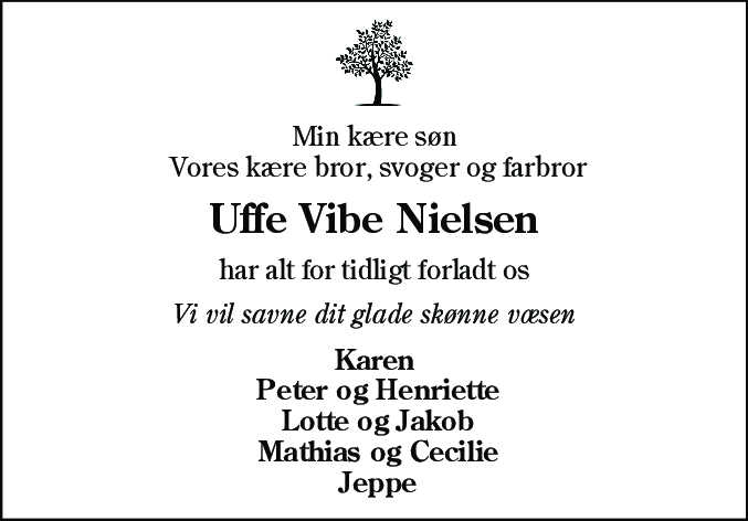 Dødsannonce for Uffe Vibe Nielsen