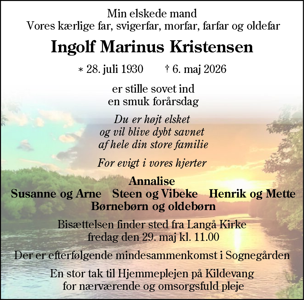 Dødsannonce for Ingolf Marius Kristensen