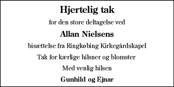 Dødsannonce for Allan Nielsen