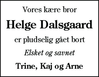 Dødsannonce for Helge Dalsgaard
