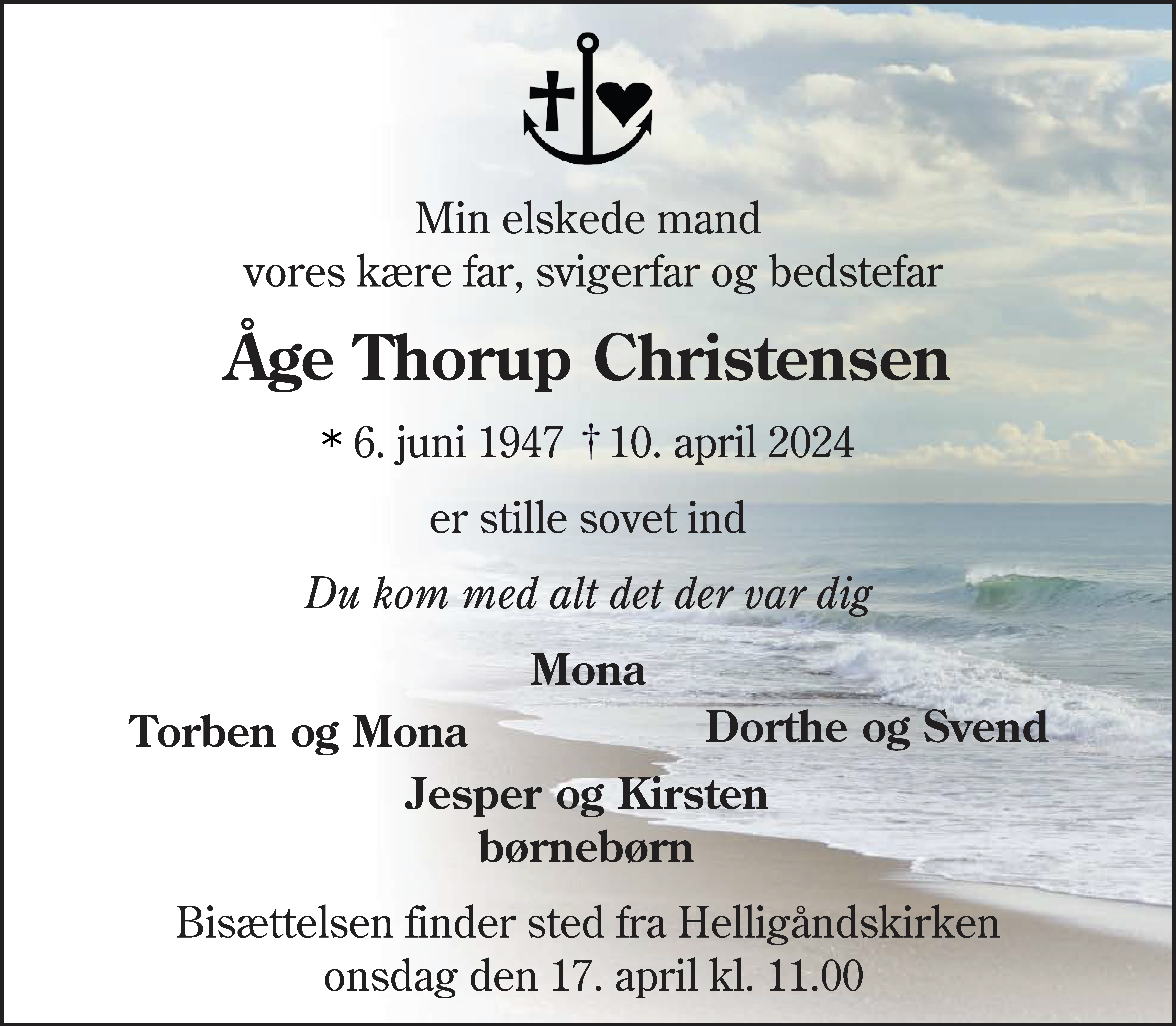Dødsannonce for Åge Thorup Christensen