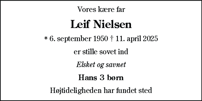 Dødsannonce for Leif Nielsen