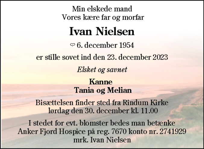 Dødsannonce for Ivan Nielsen