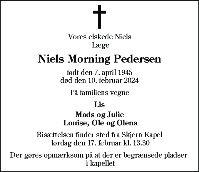 Dødsannonce for Niels Morning Pedersen