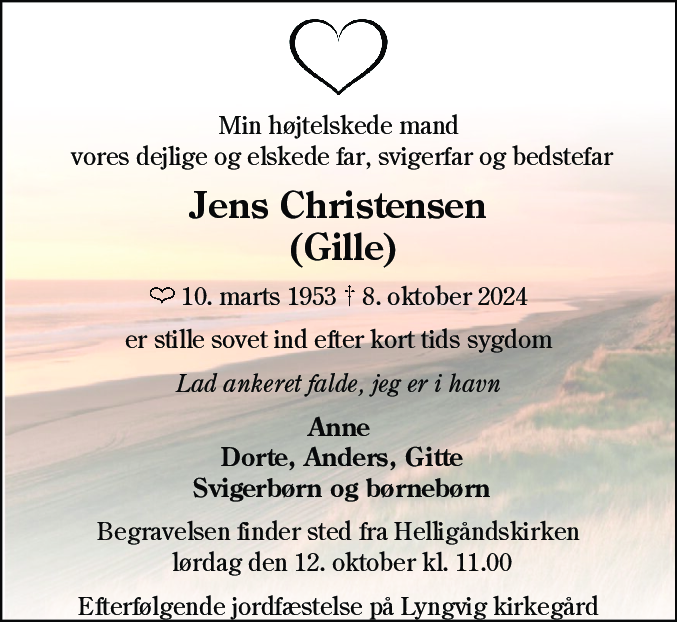 Dødsannonce for Jens Christensen