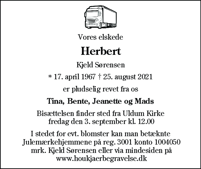 Dødsannonce for Kjeld Sørensen