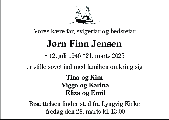 Dødsannonce for Jørn Finn Jensen