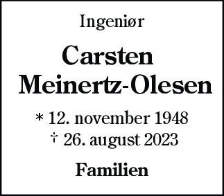 Dødsannonce for Carsten Meinertz-Olesen