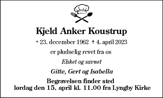 Dødsannonce for Kjeld Anker Koustrup