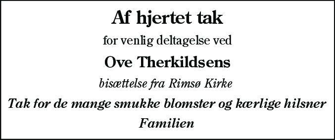 Dødsannonce for Ove Therkildsen