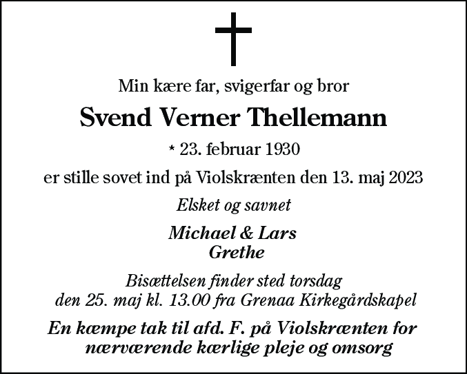 Dødsannonce for Svend Verner Thellemann