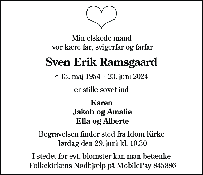Dødsannonce for Svend Erik Ramsgaard