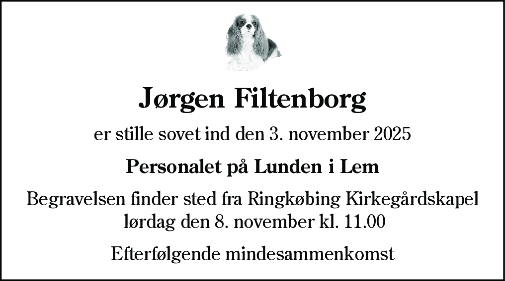 Dødsannonce for Jørgen Filtenborg
