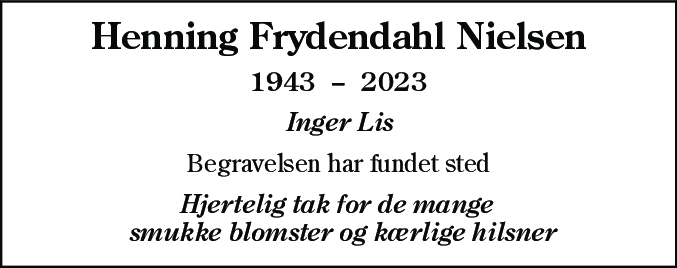 Dødsannonce for Henning Frydendahl Nielsen