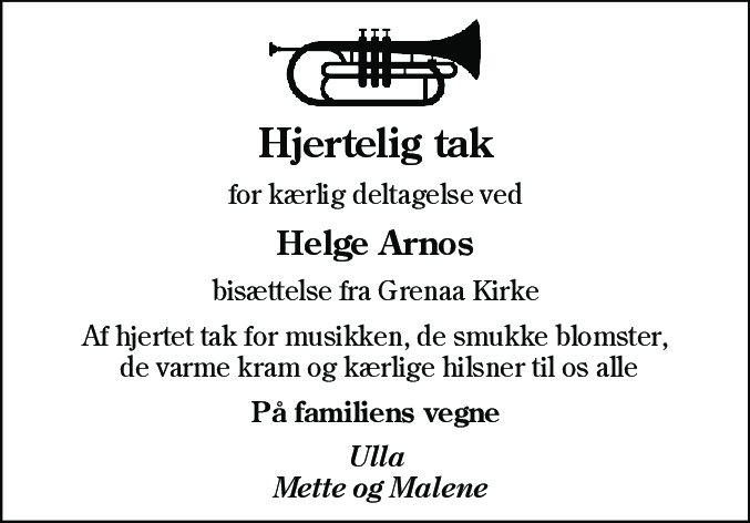 Dødsannonce for Helge Arno