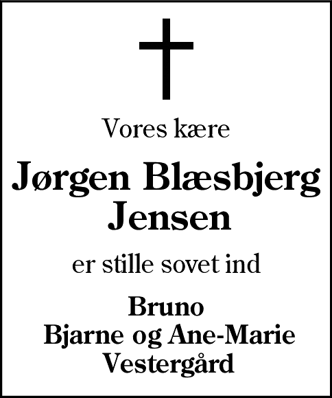 Dødsannonce for Jørgen Blæsbjerg Jensen