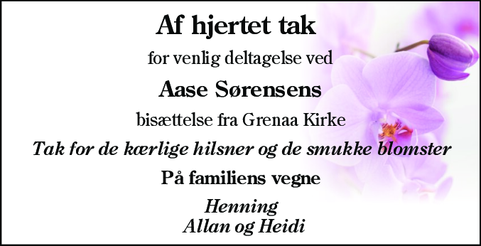 Dødsannonce for Aase Sørensen