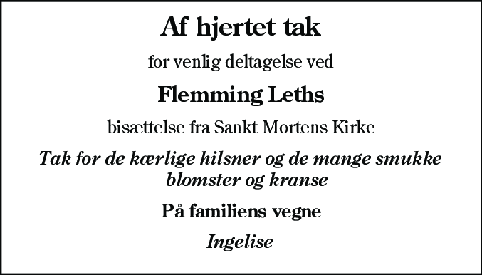 Dødsannonce for Flemming Leth