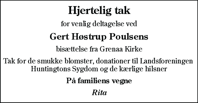 Dødsannonce for Gert Høstrup Poulsen