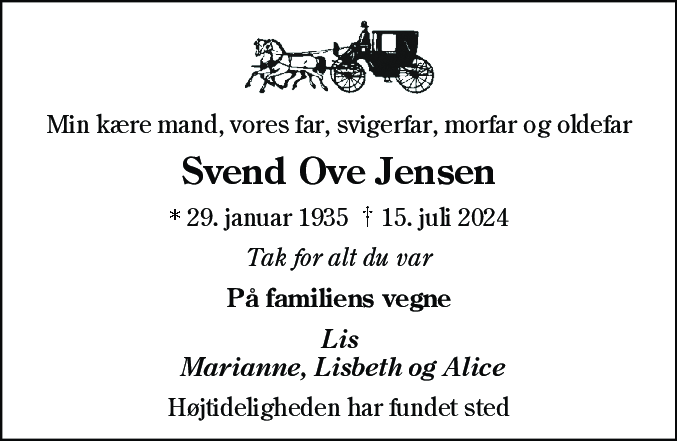 Dødsannonce for Svend Ove Jensen