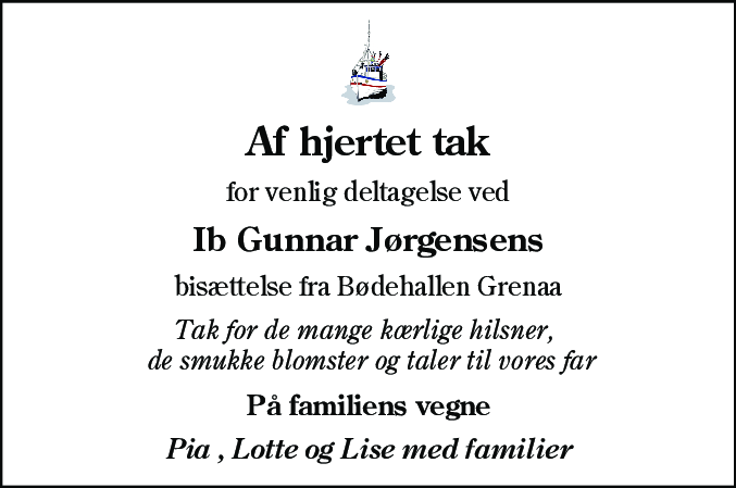 Dødsannonce for Ib Gunnar Jørgensen