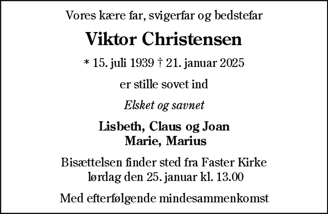 Dødsannonce for Viktor Christensen
