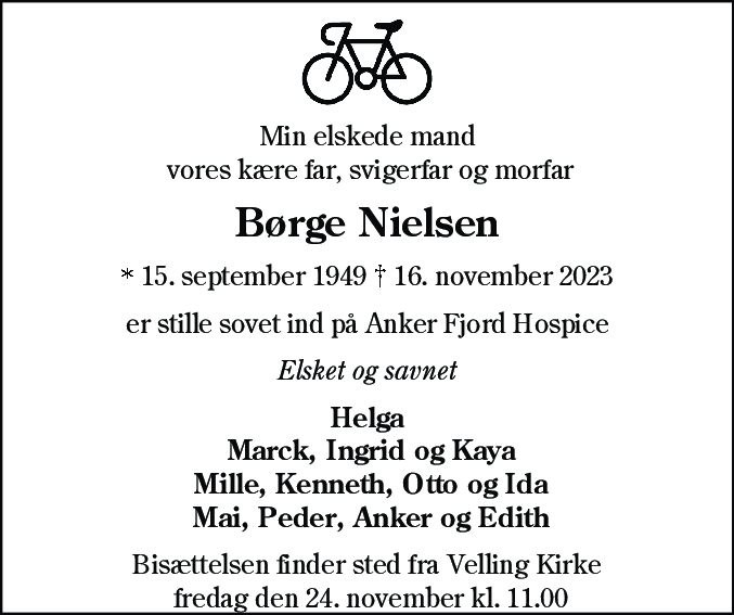 Dødsannonce for Børge Nielsen