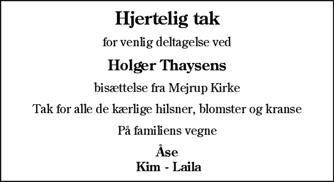 Dødsannonce for Holger Thaysen