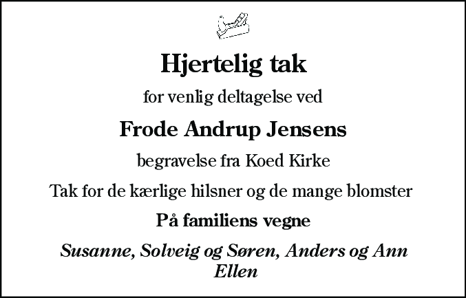 Dødsannonce for Frode Andrup Jensen