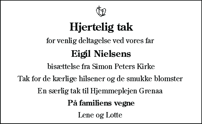 Dødsannonce for Eigil Nielsen