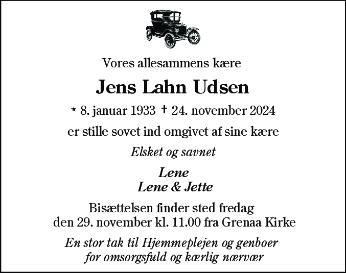 Dødsannonce for Jens Lahn Udsen