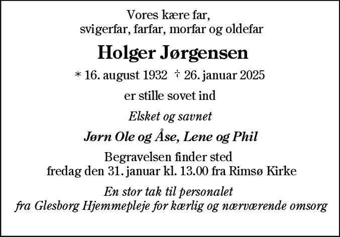Dødsannonce for Poul Holger Jørgensen