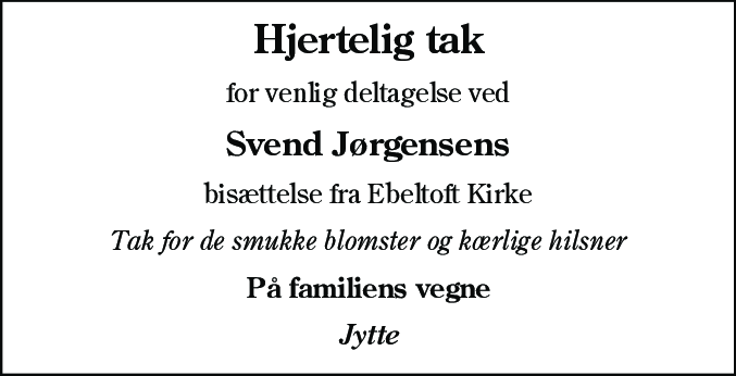 Dødsannonce for Svend Jørgensen