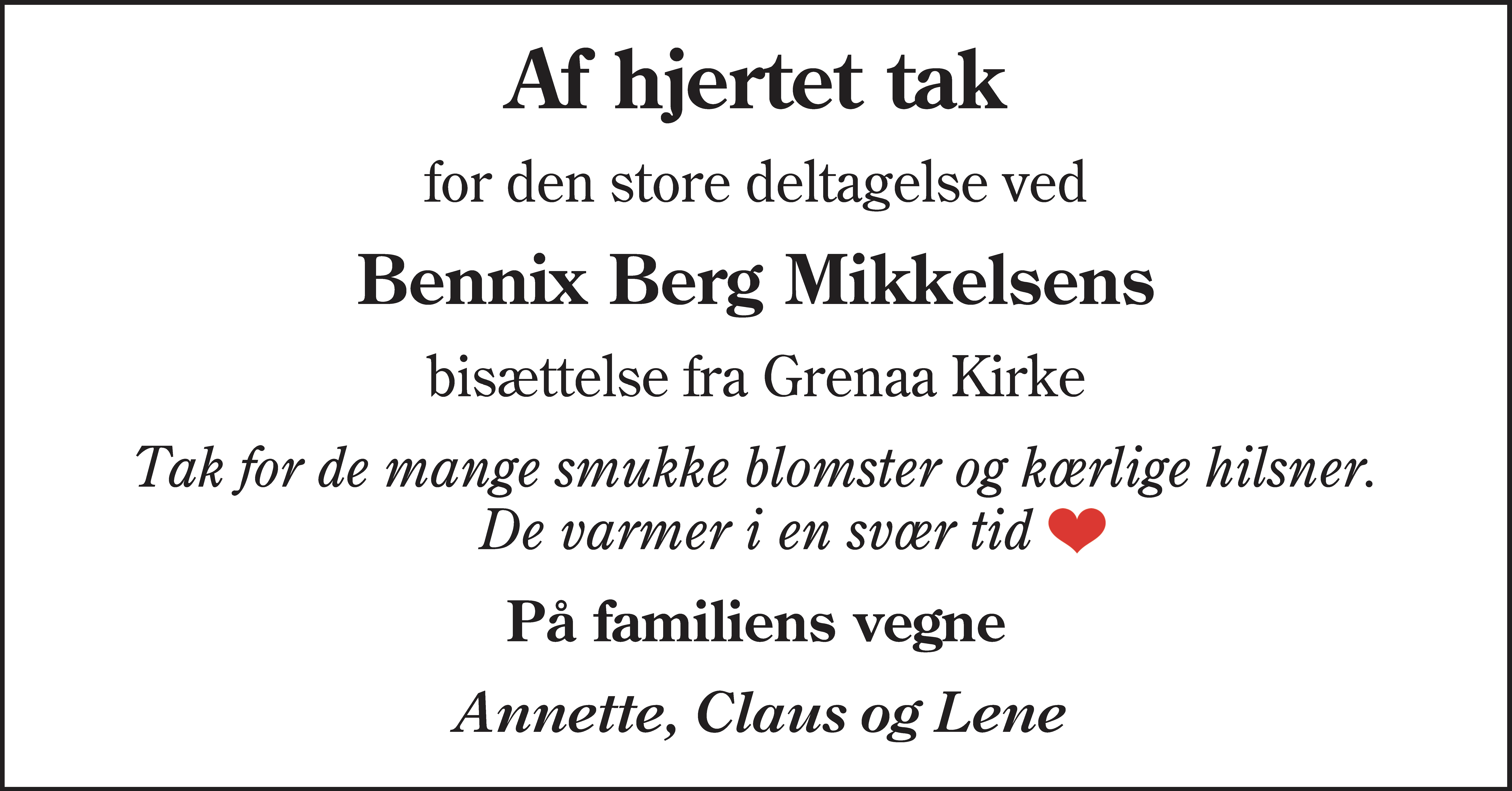 Dødsannonce for Bennix Berg Mikkelsen