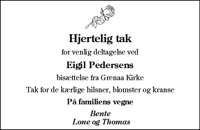 Dødsannonce for Eigil Pedersen