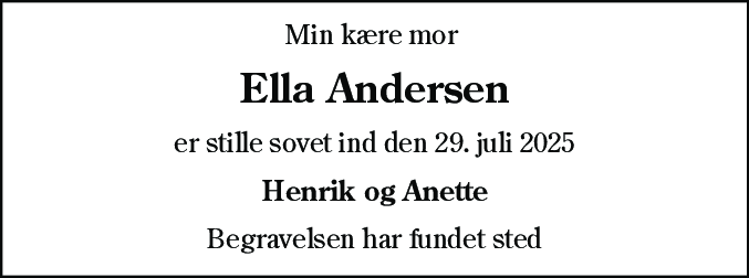 Dødsannonce for Ella Andersen