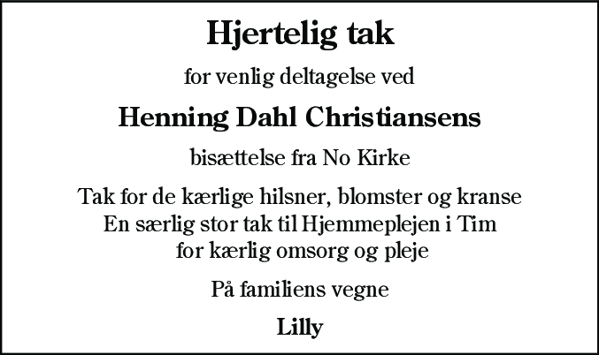 Dødsannonce for Henning Dahl Christiansen