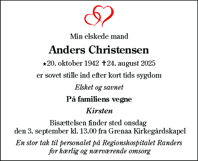 Dødsannonce for Anders Christensen