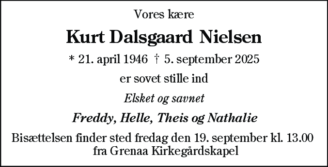 Dødsannonce for Kurt Dalsgaard Nielsen