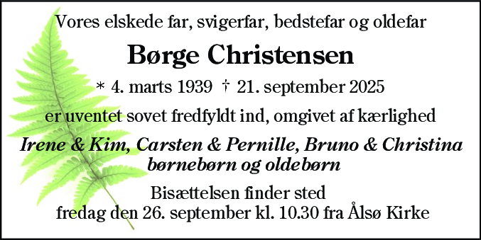 Dødsannonce for Børge Christensen