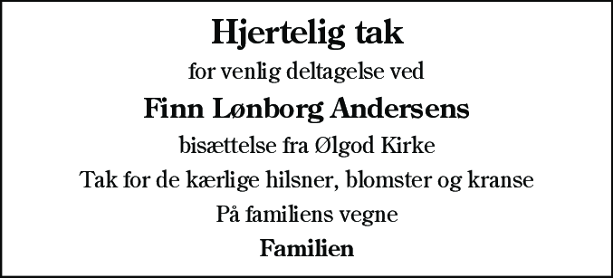 Dødsannonce for Finn Lønborg Andersen