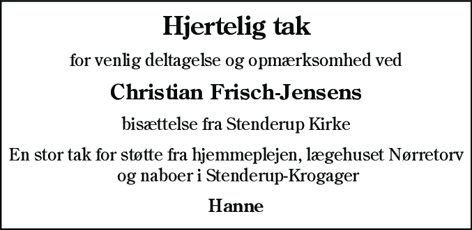 Dødsannonce for Christian Frisch-Jensen
