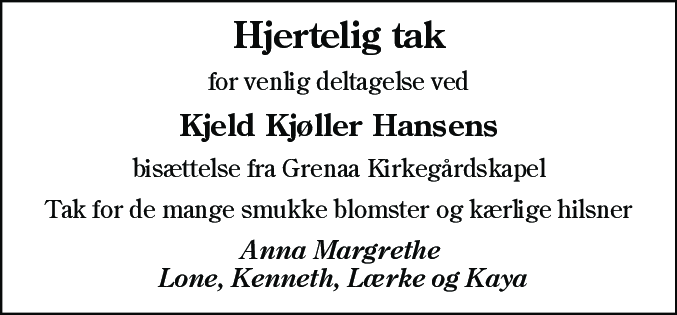 Dødsannonce for Kjeld Kjøller Hansen