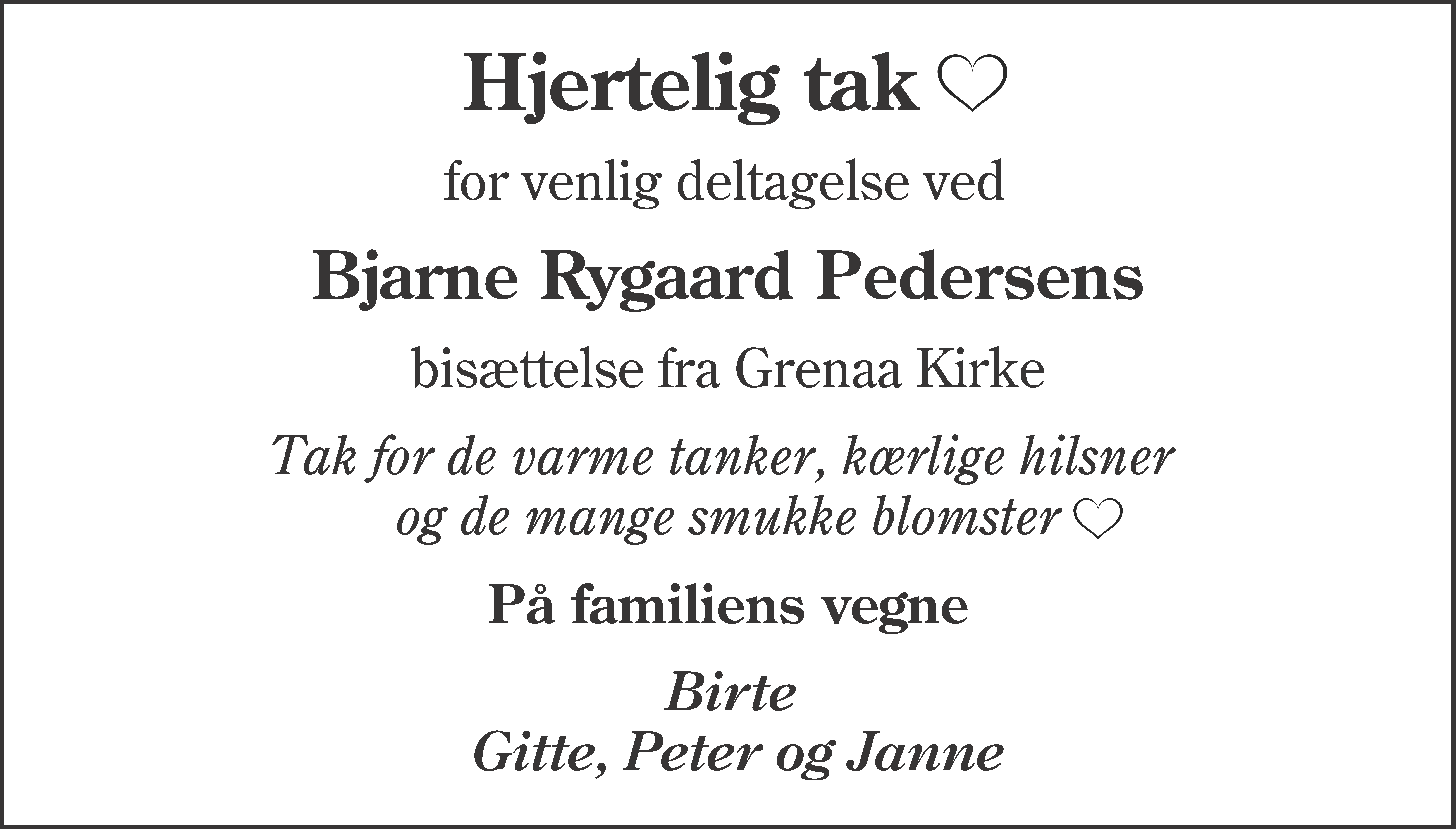 Dødsannonce for Bjarne Rygaard Pedersen